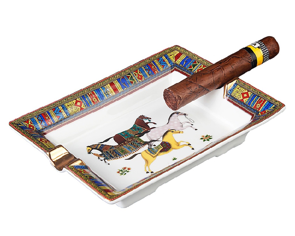 Cigar Ashtray - Ceramic Horses 2 Cigars - ASH28