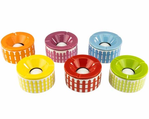 Ashtray - Ceramic Fence Design Different Colours - 506611