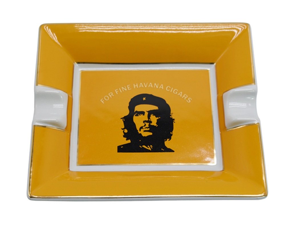 Cigar Ashtray - Ceramic Che Yellow 2 Cigars - ASH7