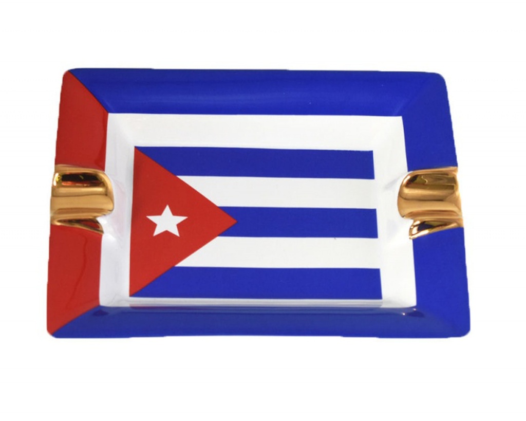 Ashtray - Ceramic Cuban Flag 2 Cigars - ASH33