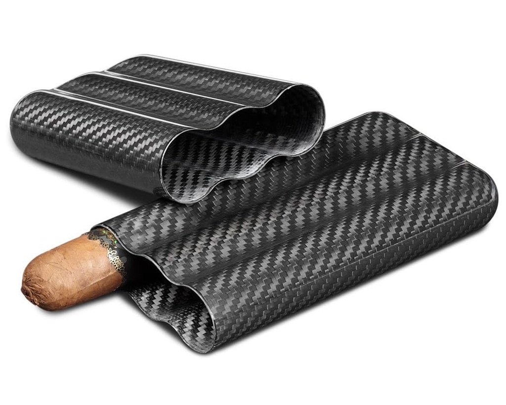 Cigar Case - Carbon Fiber Black 3 Cigars - SK4037