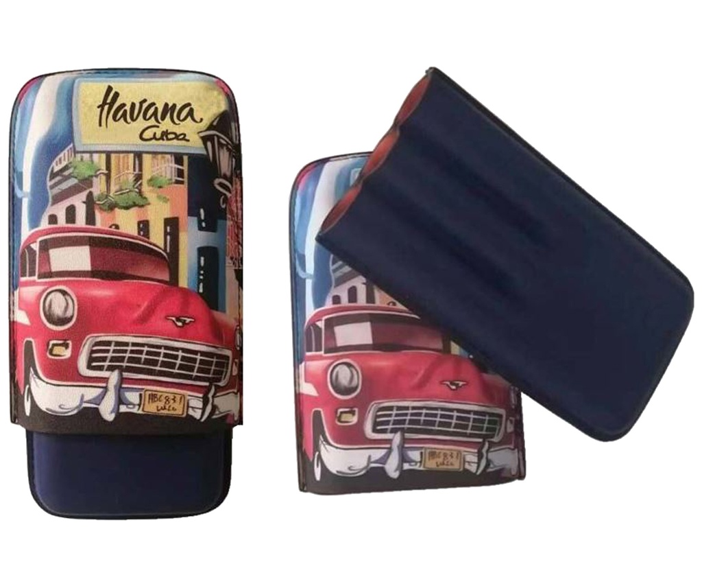 Cigar Case - Havana Leather 50 Ring 3 Cigars - SK4035HAVA