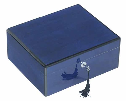Humidor - Lubinski Blue Polished 50 Cigars - Q44504