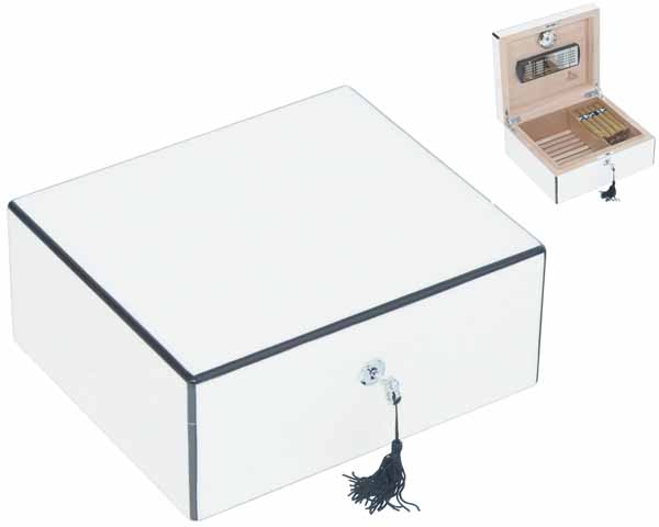 Humidor - Lubinski White Polished 50 Cigars - Q44501