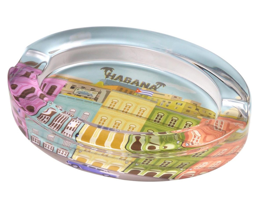 Ashtray - Glass Oval Cuba Havana 2 Cigars - 523582