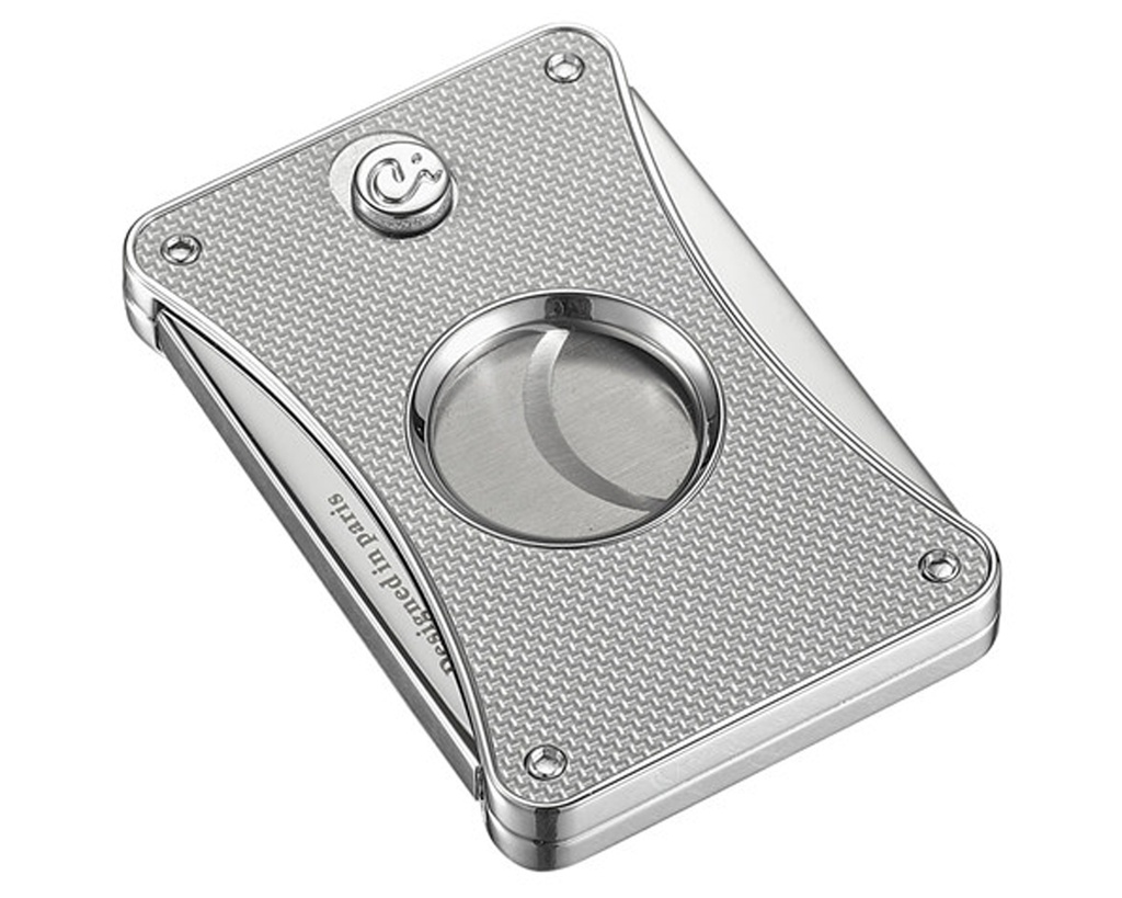 Cigar Cutter - Caseti Paris Chrome Plated Silver Carbon - CA1134