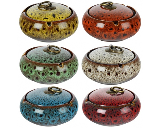 Ashtray - Ceramic Oriental Design Different Colours 11cm - 23115