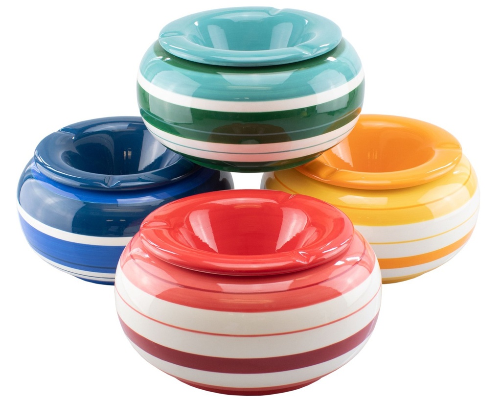 Ashtray - Ceramic Round Red/White - 27017