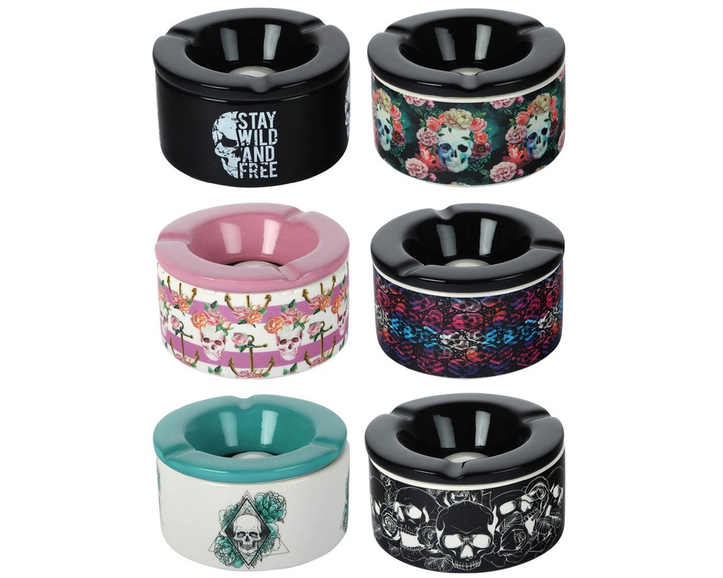 Ashtray - Ceramic Skull Different Designs - 23118