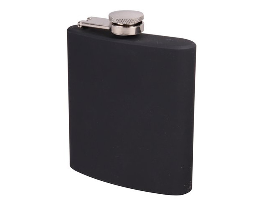 Hip Flask - Black Rubber 6oz - 22226