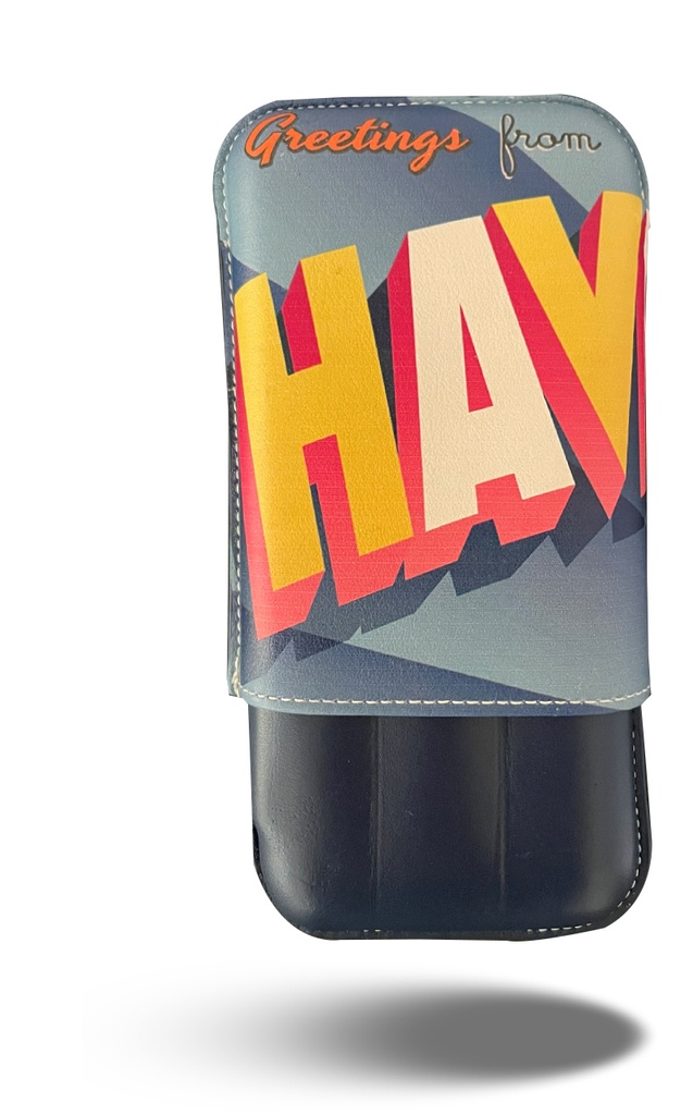 Cigar Case - Recife Greetings from Havana Space Blue 3 Cigars - 9269797
