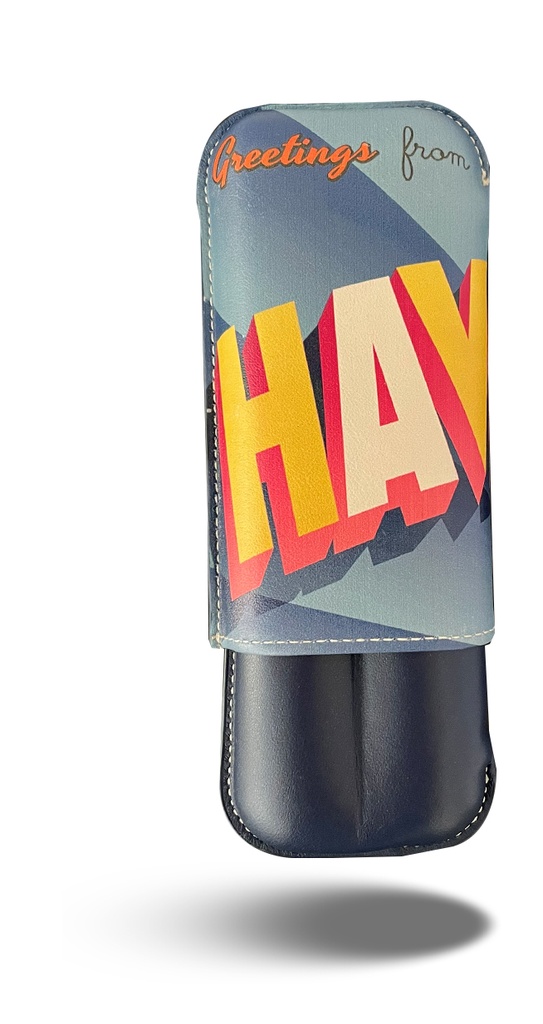 Cigar Case - Recife Greetings from Havana Space Blue 2 Cigars - 9266697