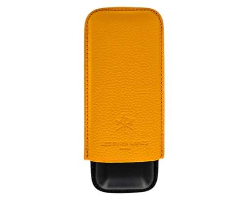 Cigar Case - Les Fines Lames Yellow Pebble Leather 2 Cigars - CA7008004