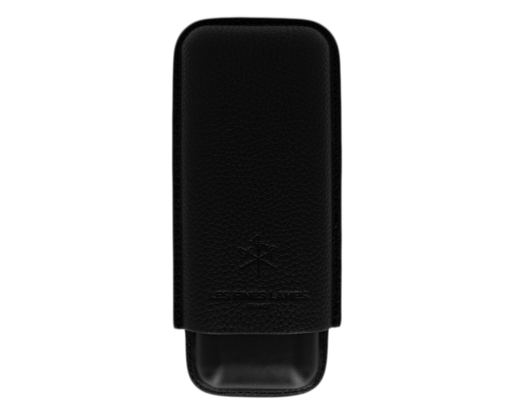 Cigar Case - Les Fines Lames Black Pebble Leather 2 Cigars - CA7008001