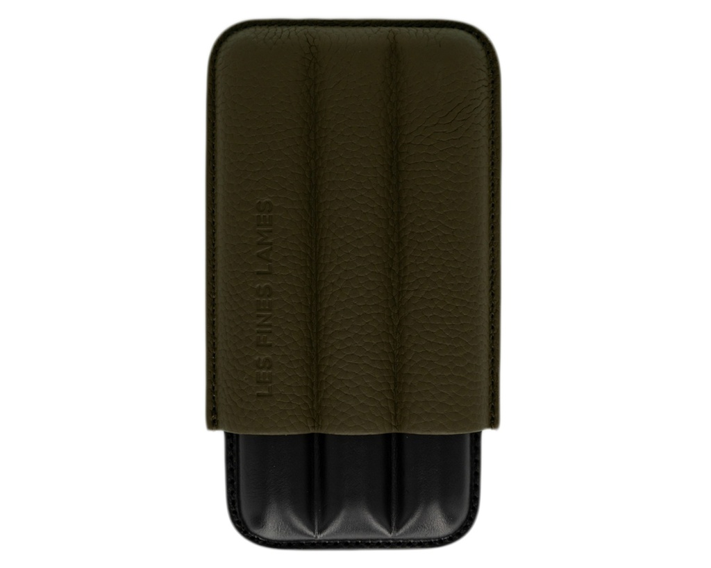 Cigar Case - Les Fines Lames ODG Green Pebble Leather 3 Cigars - CA7108005