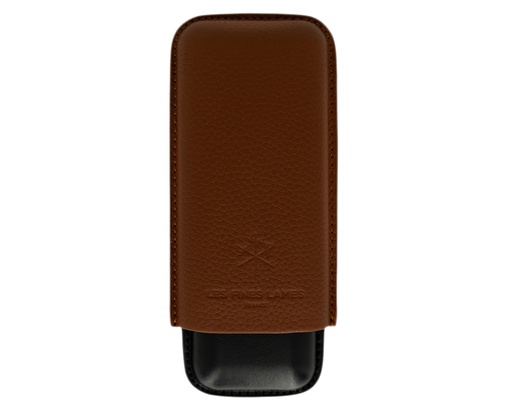 Cigar Case - Les Fines Lames Brown Pebble Leather 2 Cigars - CA7008002