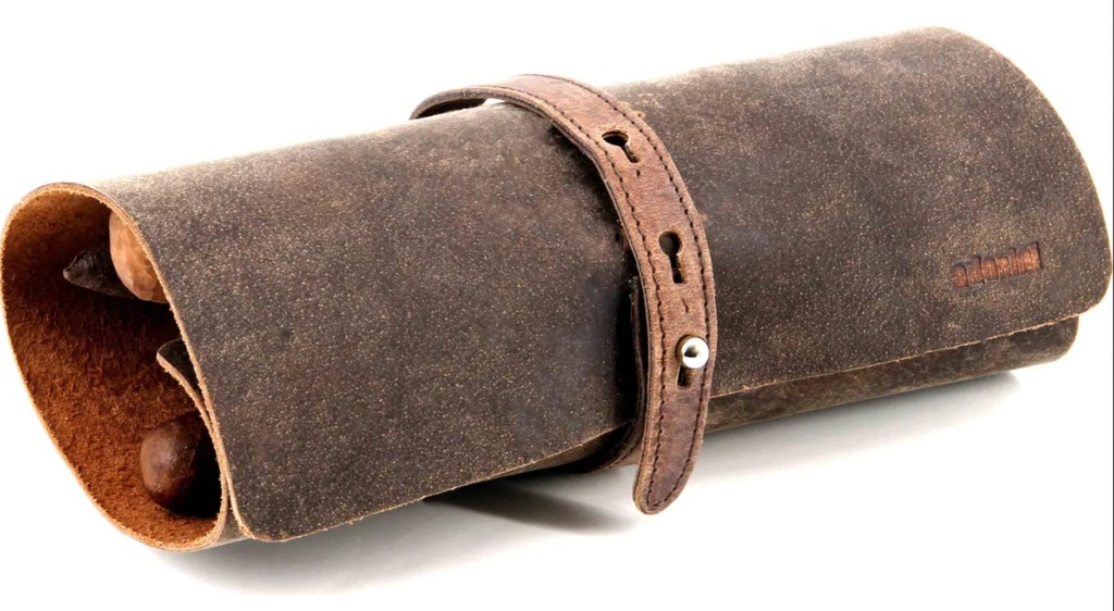 Cigar Case - Adorini Cigar Roll Leather Brown 6 Cigars - 13741