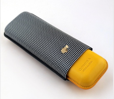 Cigar Case - Cohiba Black/Yellow Adjustable 2 Cigars - AP0252