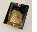 Ashtray - La Casa Del Habano Logo Black/Gold 2 Cigars - AP0358